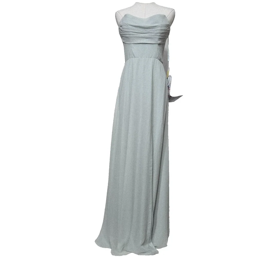 Morilee Dress Womens 6 Green‎ Strapless Chiffon Maxi Side Slit 21766 Gown
